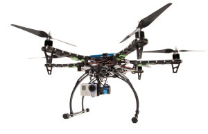 Hexacopter with camera at studio
